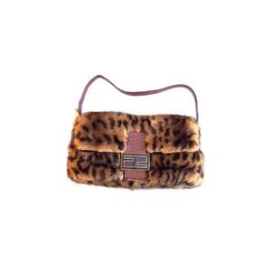 Vintage Fendi Cheetah Print Mink Fur Baguette